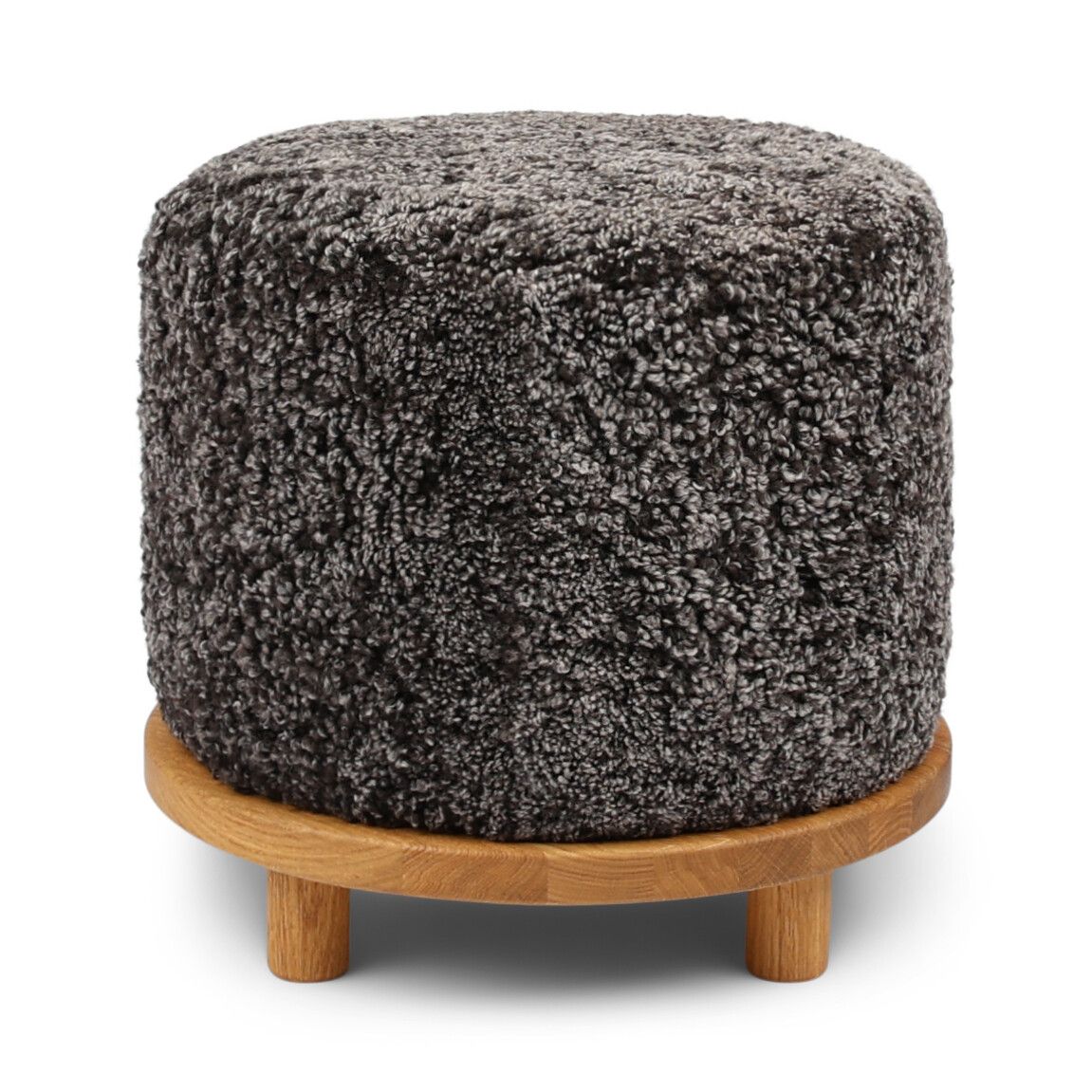 Simon Stool | Short Wool | D46xH42 cm Cappuccino