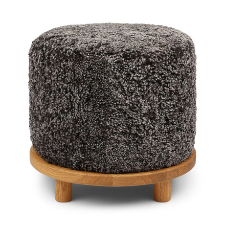 Simon Stool | Short Wool | D46xH42 cm Cappuccino