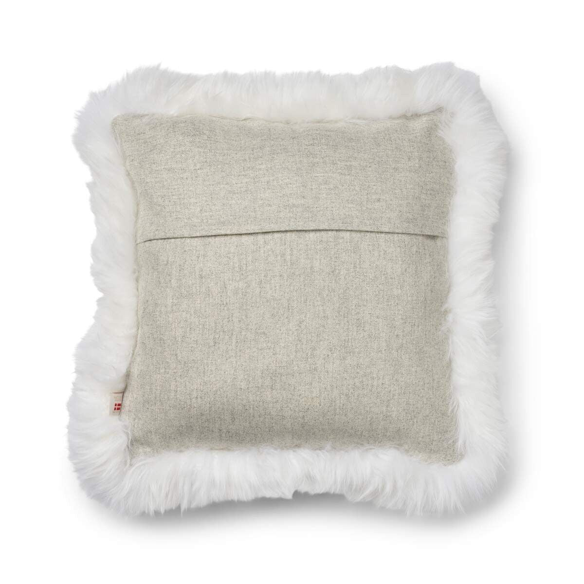 Wool Cushion | Long Wool trim  | 52x52 cm |34x52 cm Silver/Ivory