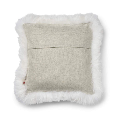 Wool Cushion | Long Wool trim  | 52x52 cm |34x52 cm Silver/Ivory