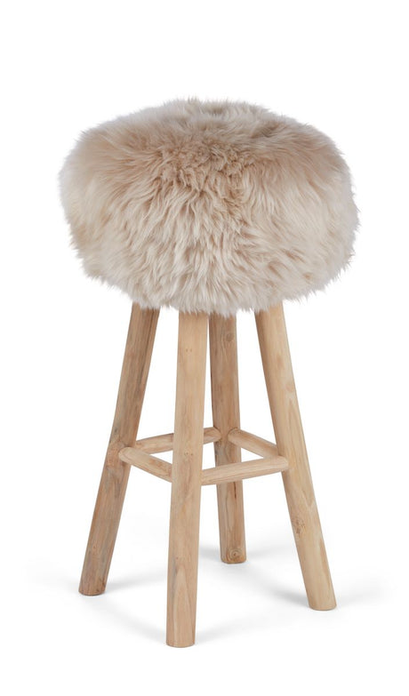 Theo Bar Stool + Cover | Oak Legs | New Zealand Sheepskin