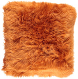 Long-Wool Sheepskin Cushion | 50x50 cm Rust