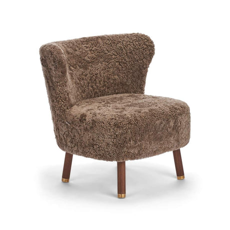 Emil Lounge Chair | Brass | Short Wool Taupe