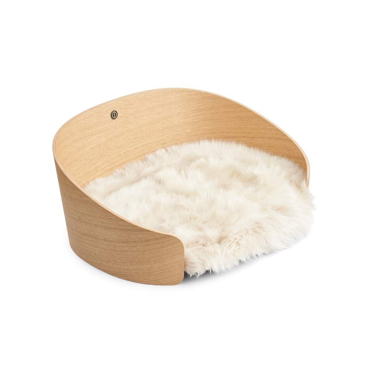 Pet Bed Natural Oak/Linen Sheepskin