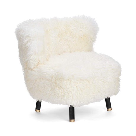 Emil Lounge Chair | Brass | Long Wool Snow White