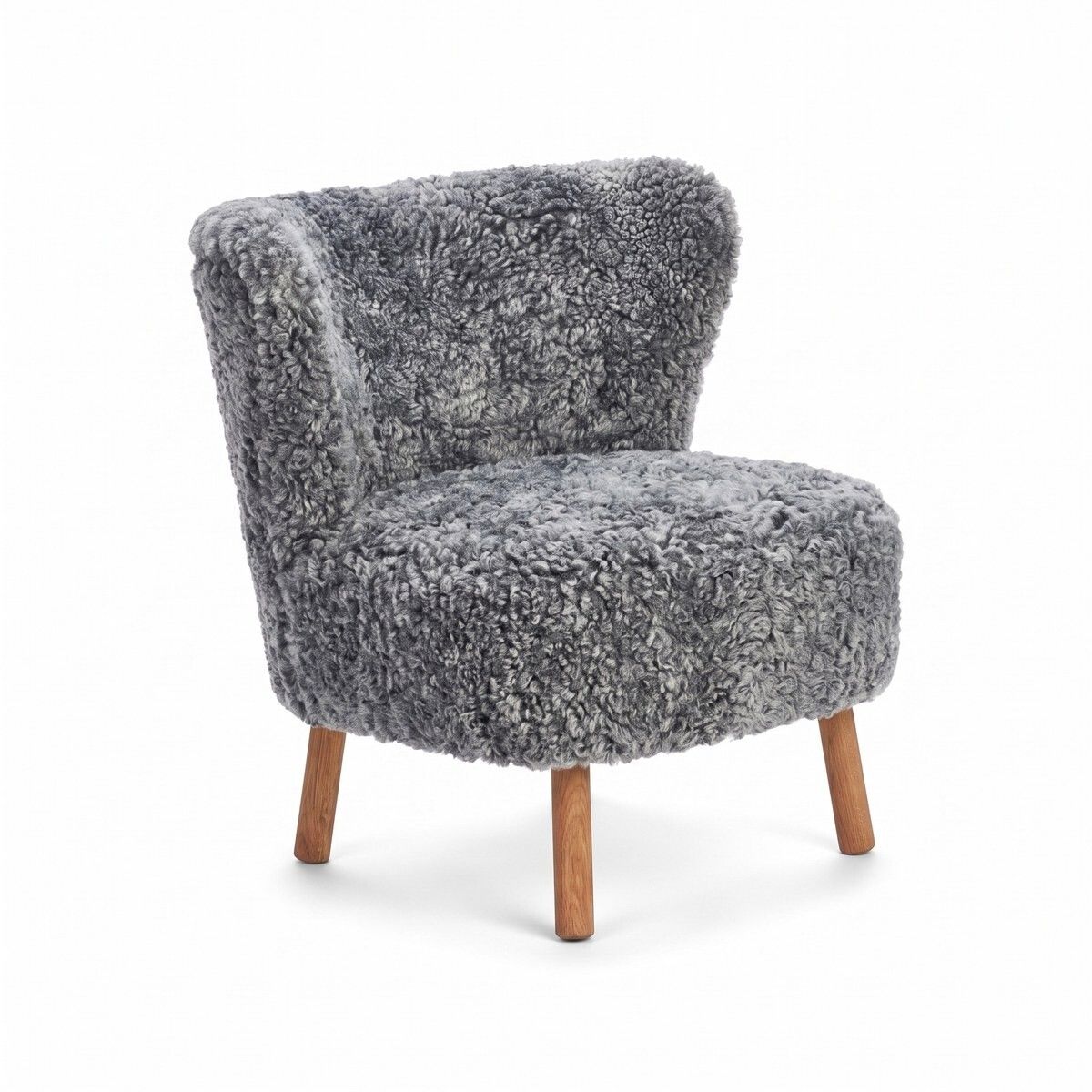 Emil Lounge Chair | Short Wool Light Grey