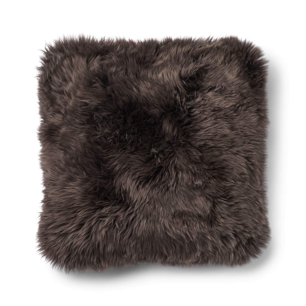 Long Wool Sheepskin Cushion | 52x52 cm | 34x52 cm Brown/Walnut