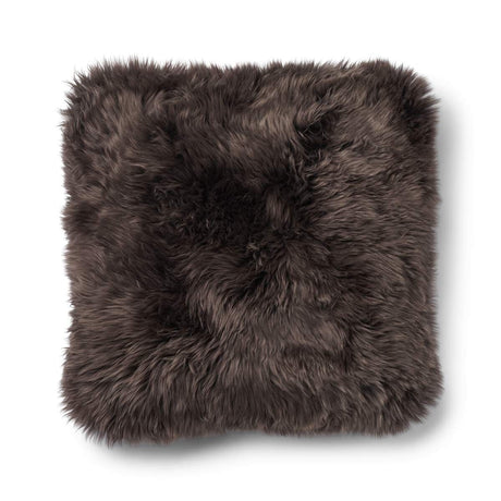 Long Wool Sheepskin Cushion | 52x52 cm Brown/Walnut