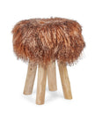 Theo Stool + Cover | Oak Legs | Mongolian Sheepskin Sunset