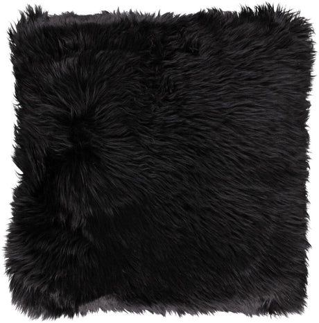 Long-Wool Sheepskin Cushion | Doublesided | 56x56 cm Black