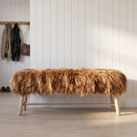 Theo Bench | Icelandic Sheepskin | 140x35x45 cm Off White