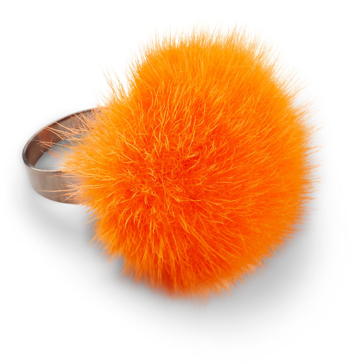 Ring Pom Pom Orange Red