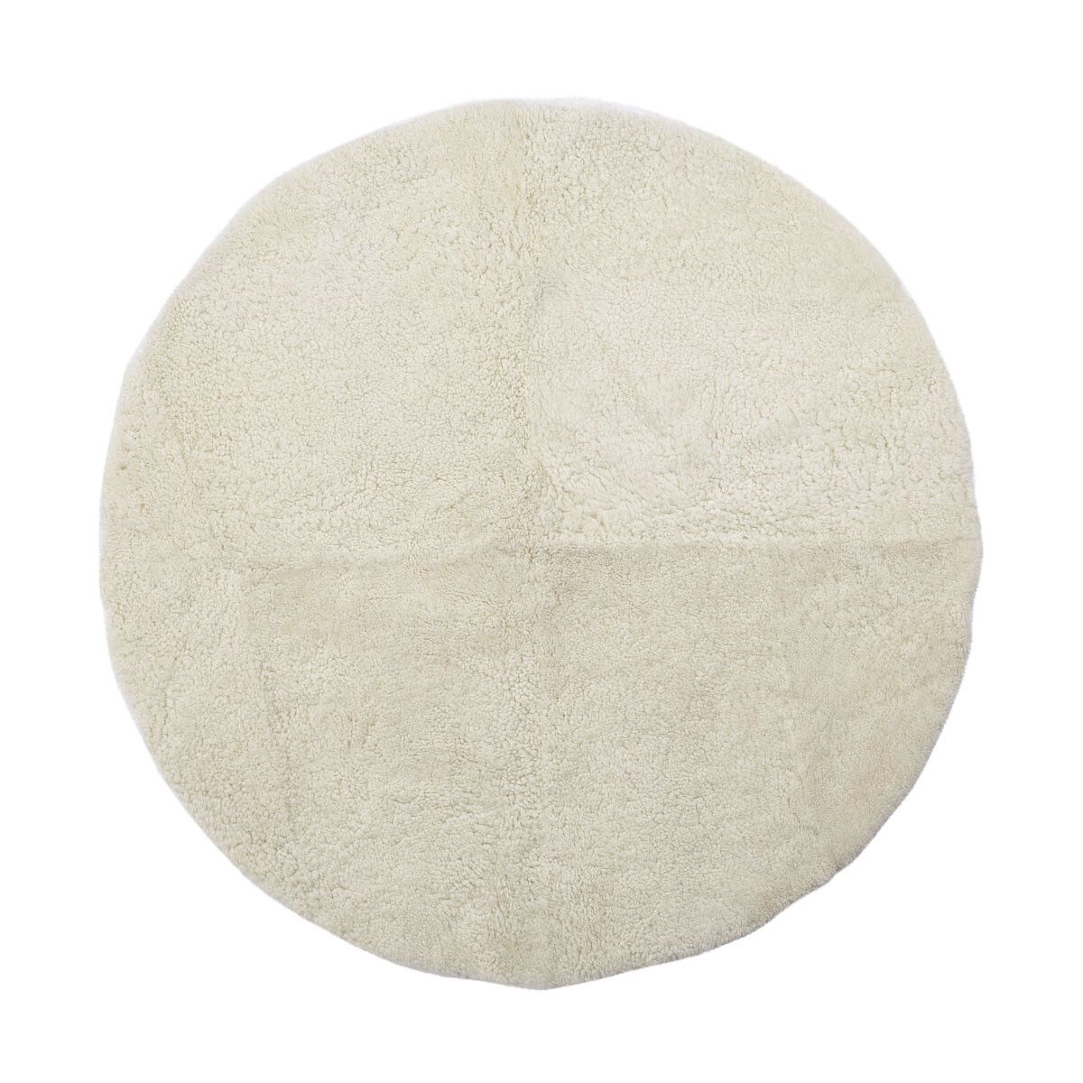 Short Wool Curly Sheepskin Design Rug | D140 cm Ivory
