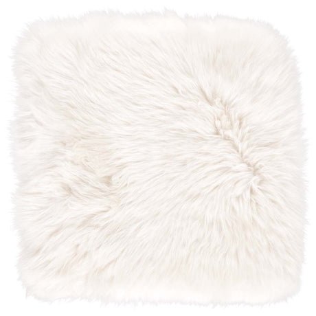 Long Wool Sheepskin Seat Cover | With Filling | 37x37 cm Ivory