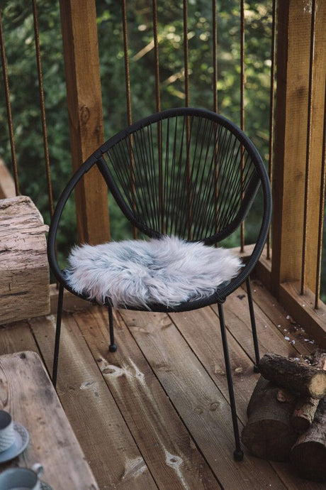 Premium Seat Cover | Long Wool | New Zealand | D34 cm Light Grey