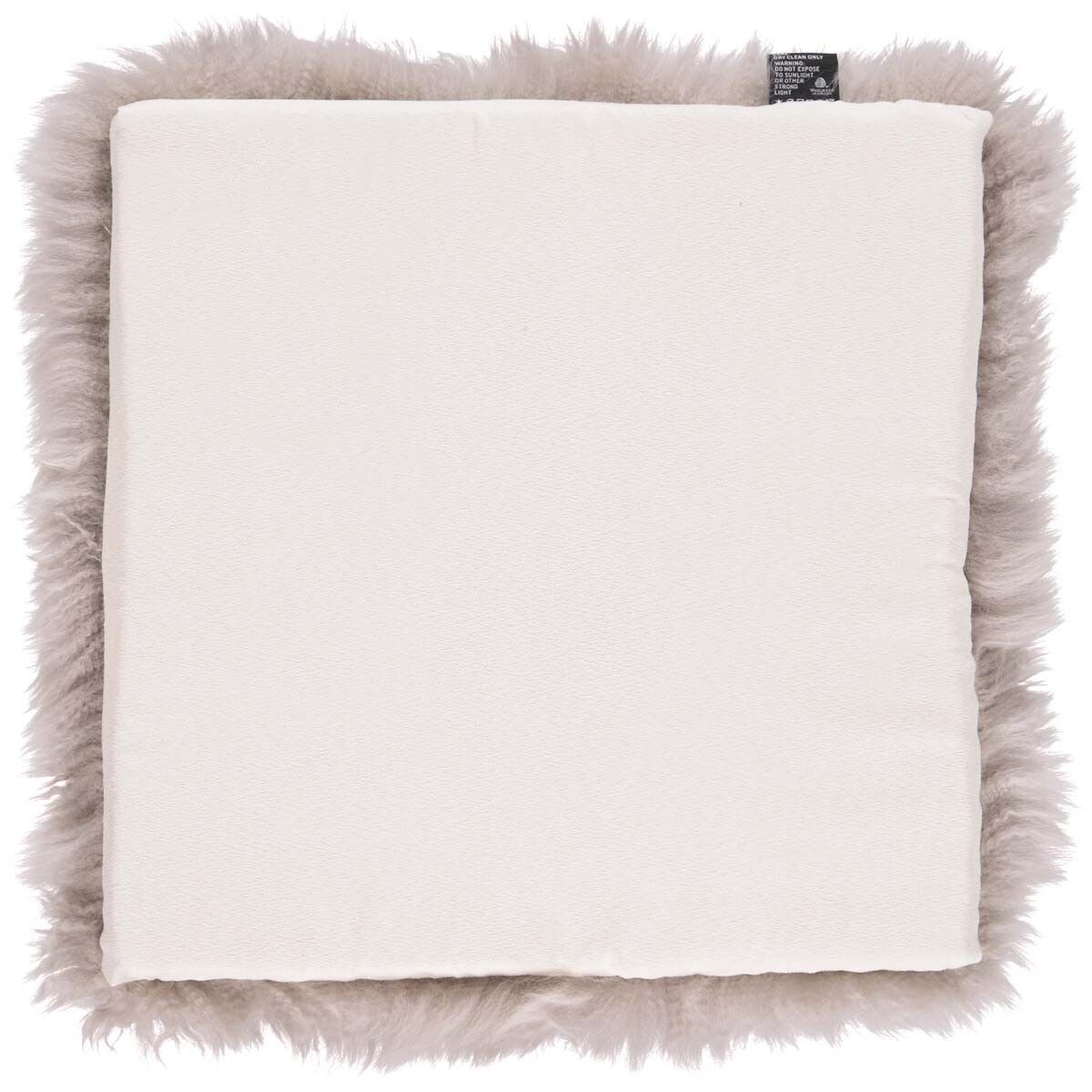 Long Wool Sheepskin Seat Cover | With Filling | 37x37 cm Dove