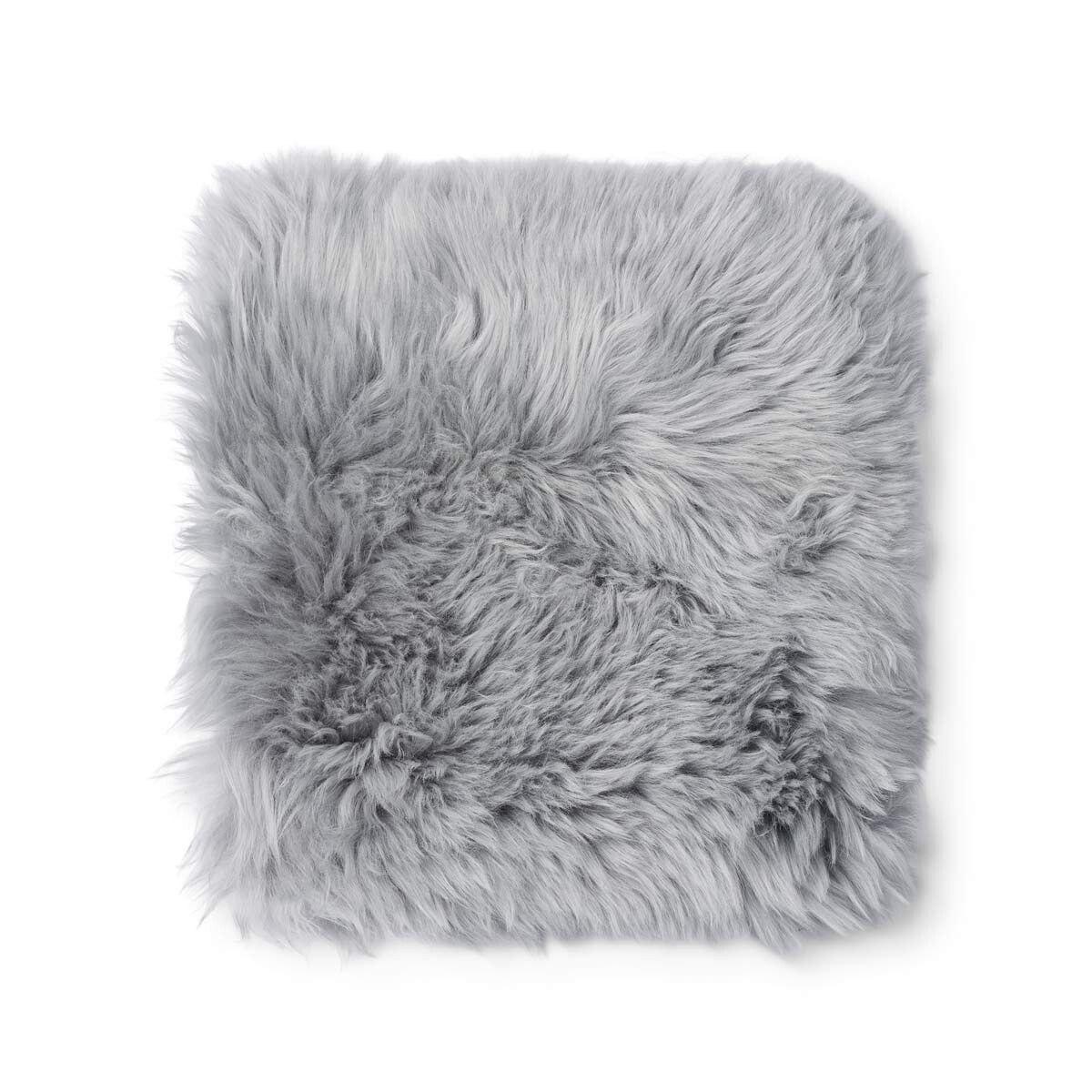 Long Wool Sheepskin Seat Cover Zero Waste Light Grey