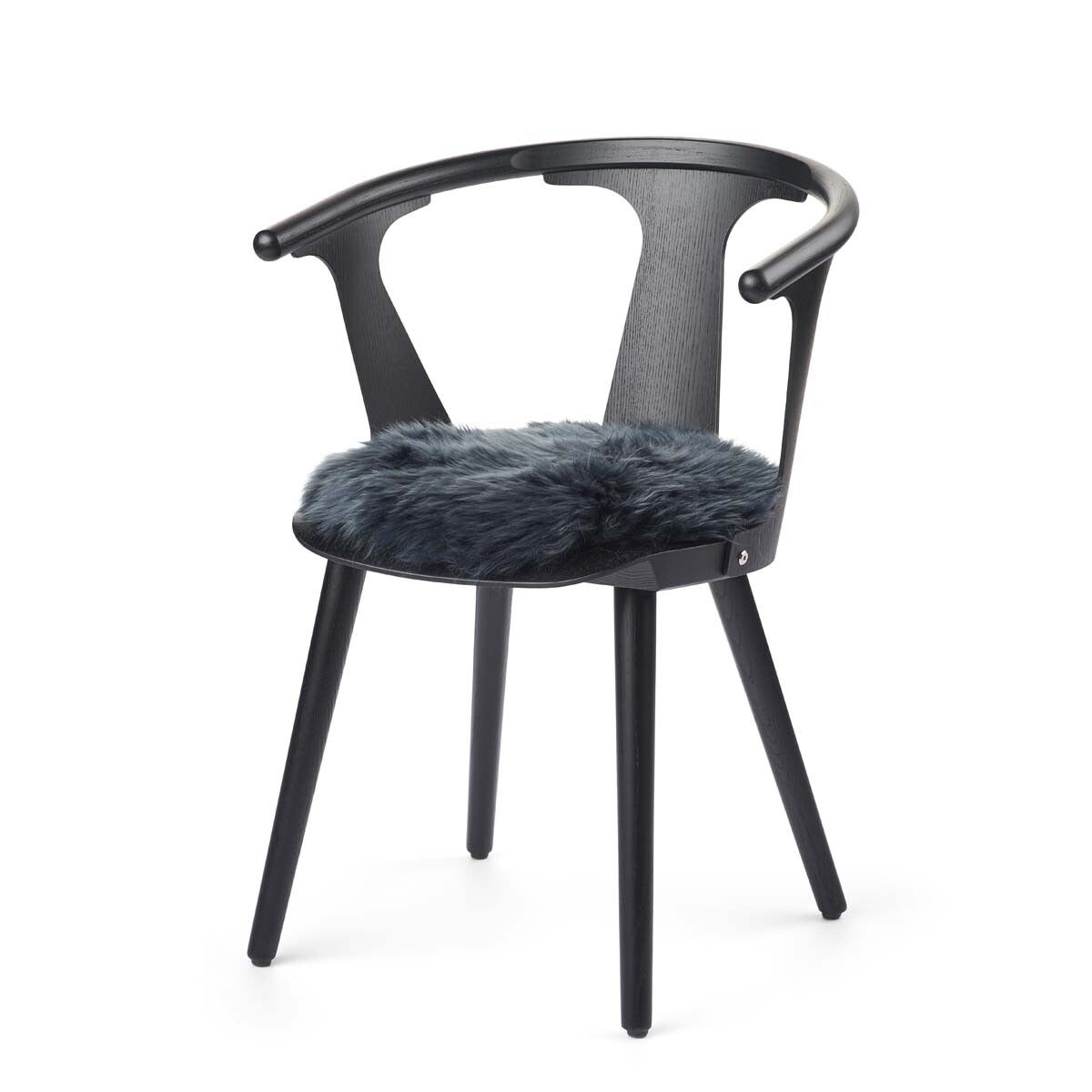 Long Wool Sheepskin Seat Cover | Ø38 cm Navy