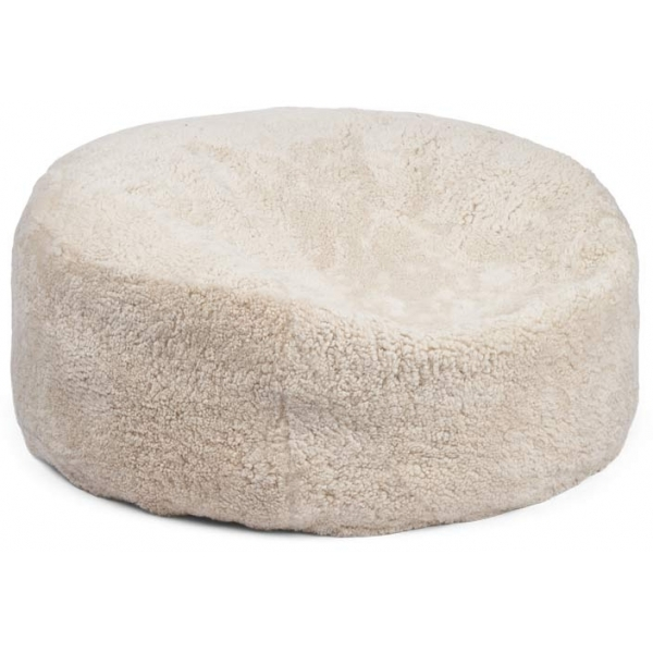 Round Sheepskin Bean Bag | Short Wool Pearl