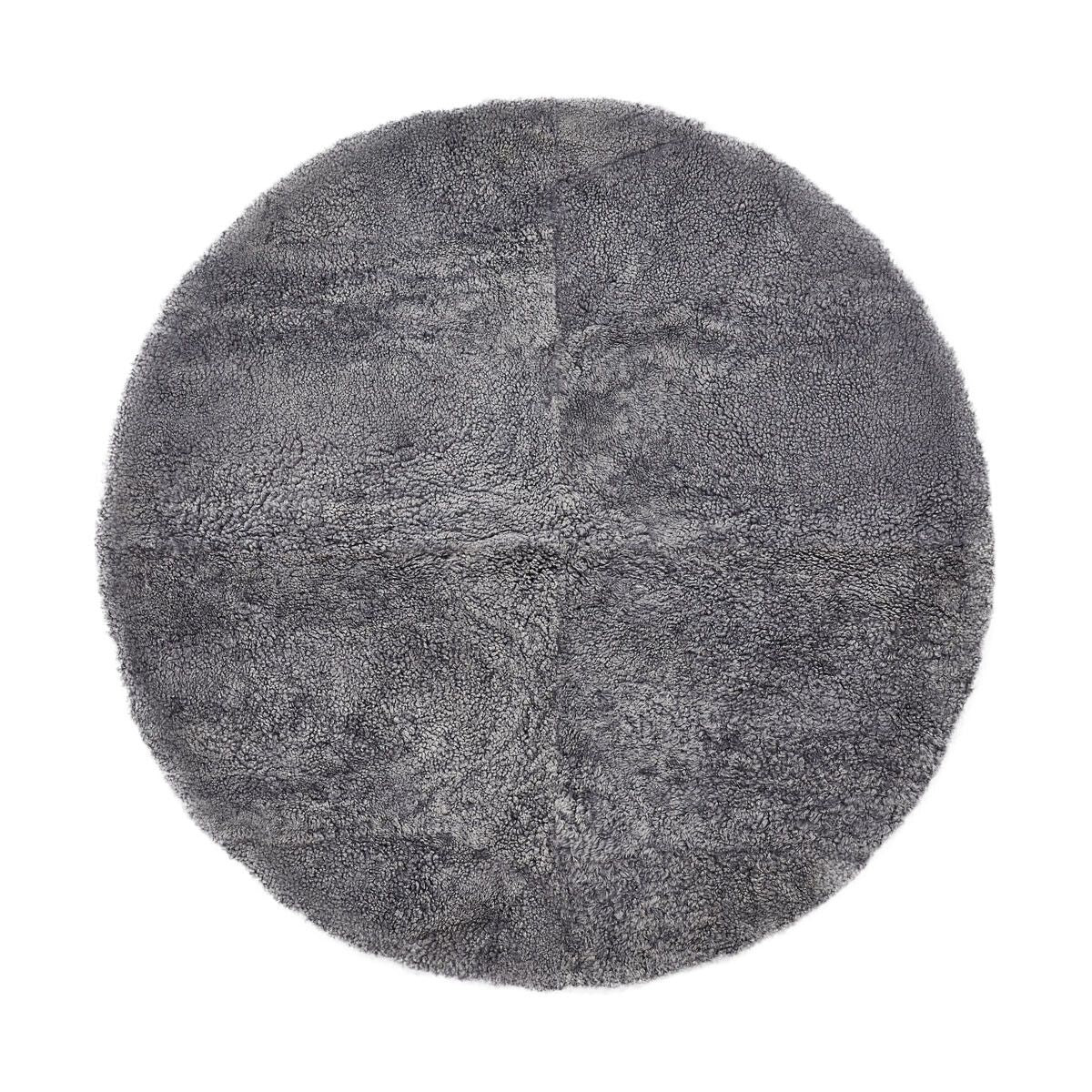 Short Wool Curly Sheepskin Design Rug | D140 cm Light Grey