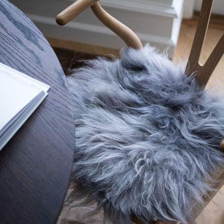 Long Wool Sheepskin Seat Cover | 40x40 cm Grey Brisa