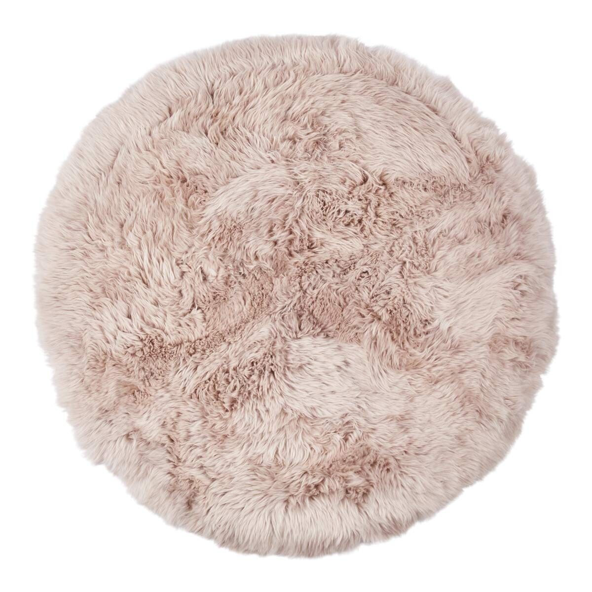 Long Wool Sheepskin Design Rug | Ø140 cm Dove