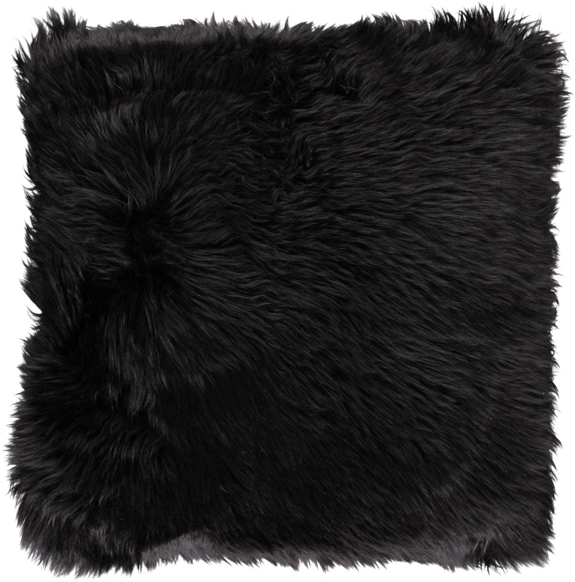 Long-Wool Sheepskin Cushion | 35x35 cm Black