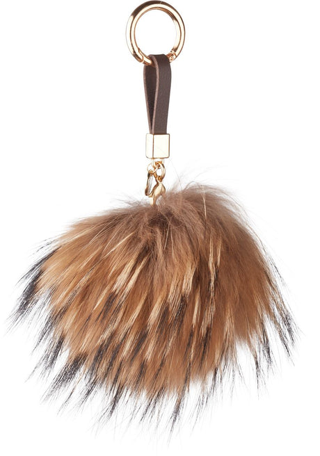 Pom Pom Keyring  Natural Dark Brown