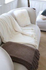 Long-Wool Sheepskin Cushion | 35x35 cm Ivory