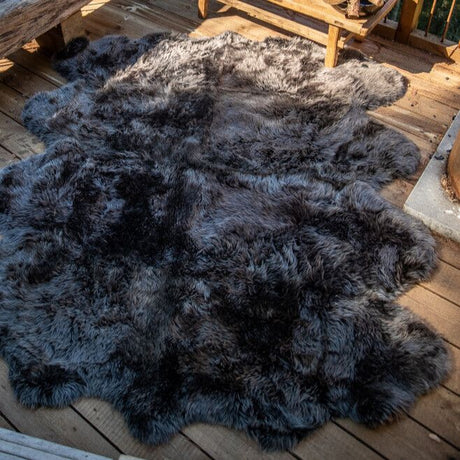 Premium | New Zealand Sheepskin | Long Wool | Rug 180x214 cm Black