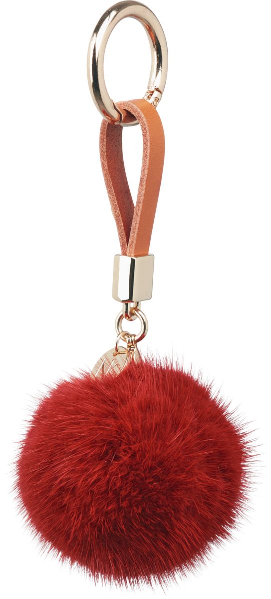 Pom Pom Keyring Leather Strap Autumn Marble
