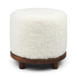 Simon Stool | Short Wool | D46xH42 cm Ivory