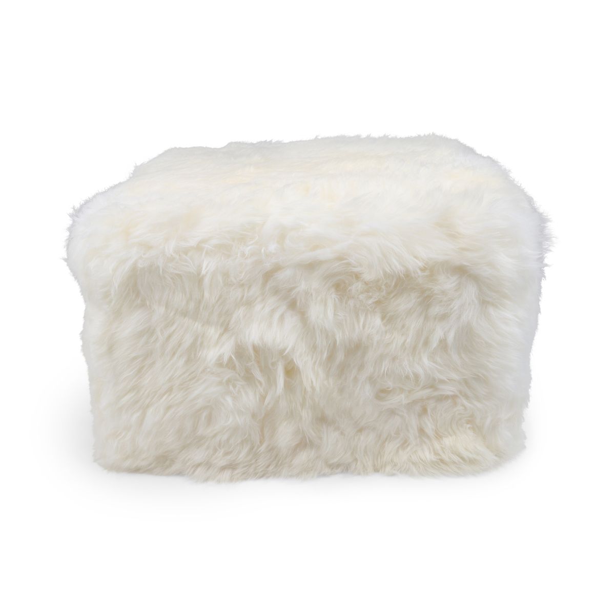 Long Wool Sheepskin Pouf Ivory