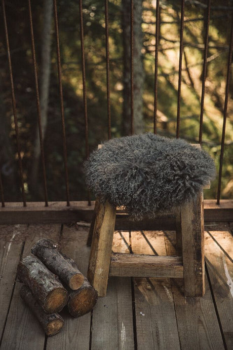 Seat Cover | Long Wool | ø34 cm Light Grey