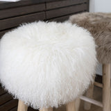 Theo Stool + Cover | Oak Legs | Mongolian Sheepskin Black