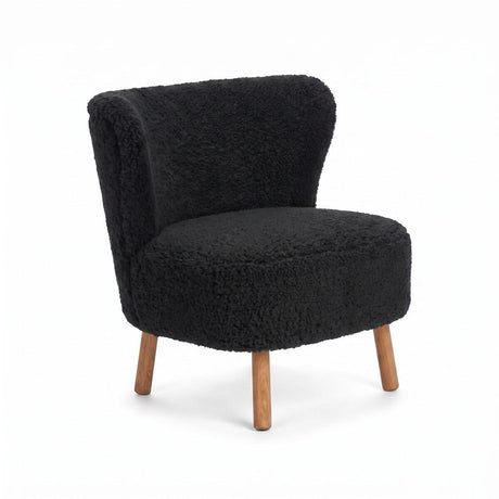 Emil Lounge Chair | Short Wool Black
