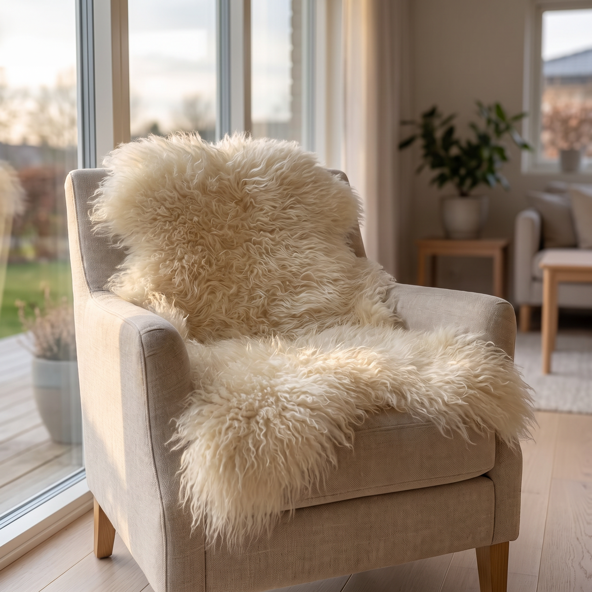 Icelandic Sheepskin | Long Wool | Natural Colors | 100-110 cm Natural Creamy White