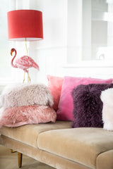 Long-Wool Sheepskin Cushion | 50x50 cm Rosa