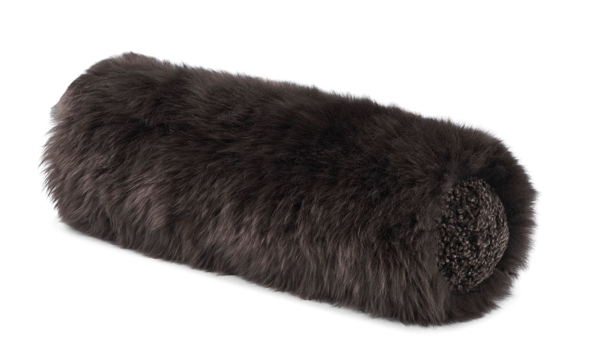 Sheepskin Bolster Cushion | D20xL52 cm Walnut/Cappuccino