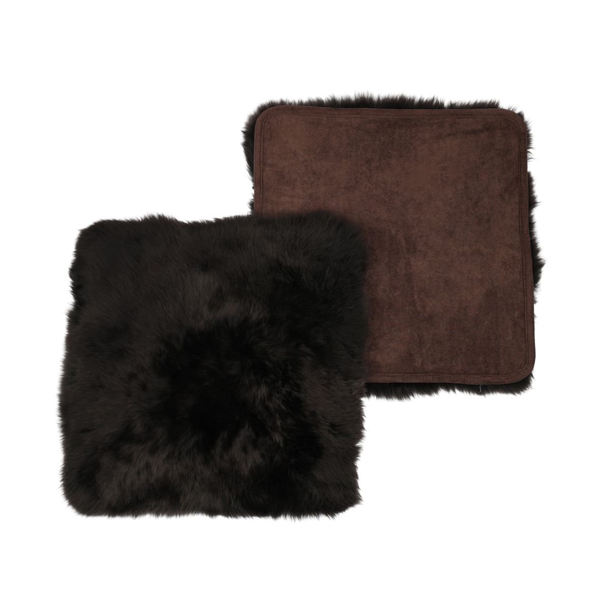 Seat Cover | With Backing | Long Wool | New Zealand | 40x40 cm Chocolate