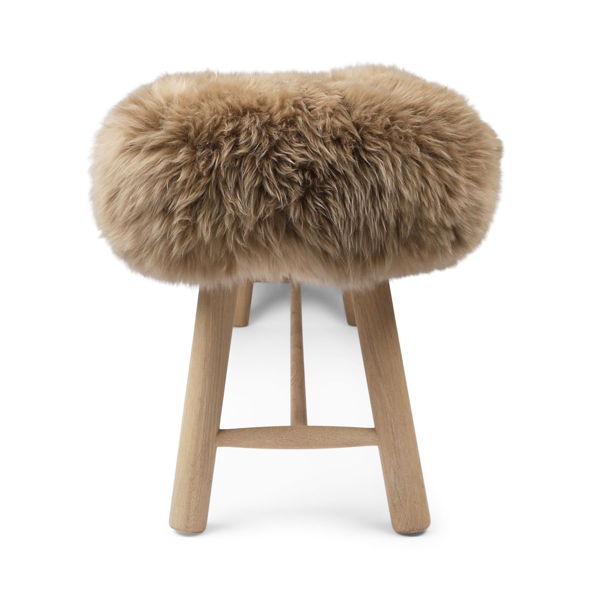 Theodor Bench | New Zealand Long Wool Sheepskin | 140x35x45 cm Taupe