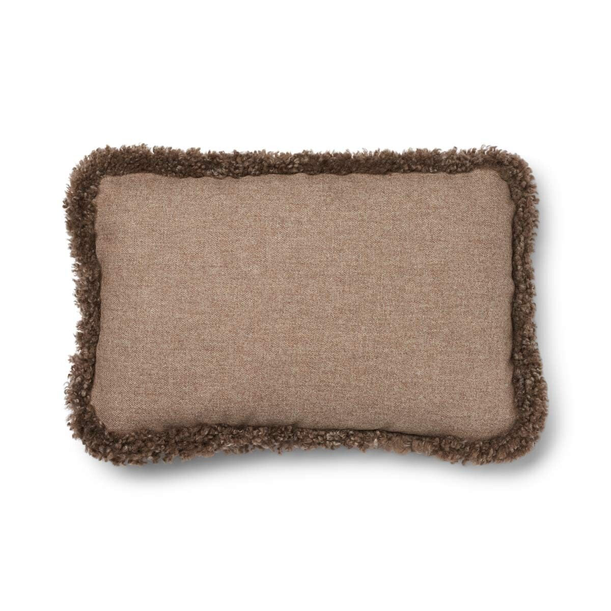 Short-Wool Sheepskin Cushion | SW trim | 34x52 cm Beige/Taupe