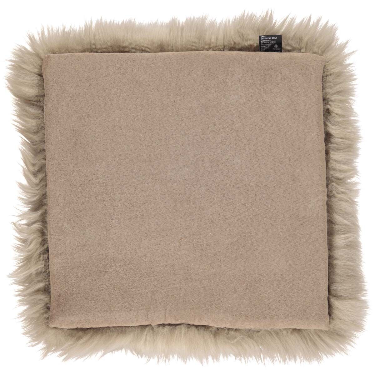 Long Wool Sheepskin Seat Cover | With Filling | 37x37 cm Taupe