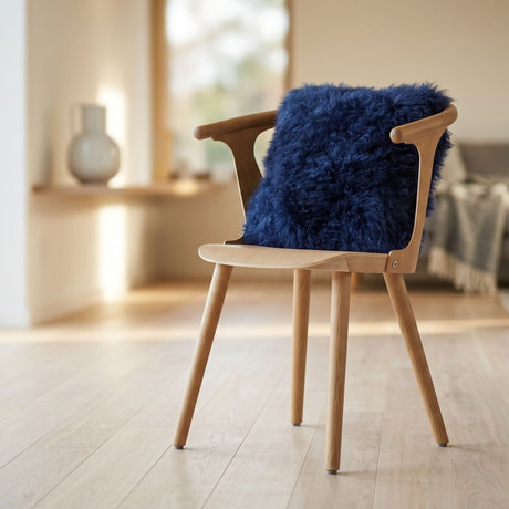 Mongolian Curly Cushion  Navy Blue