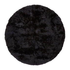 Long Wool Sheepskin Design Rug | Ø140 cm Black