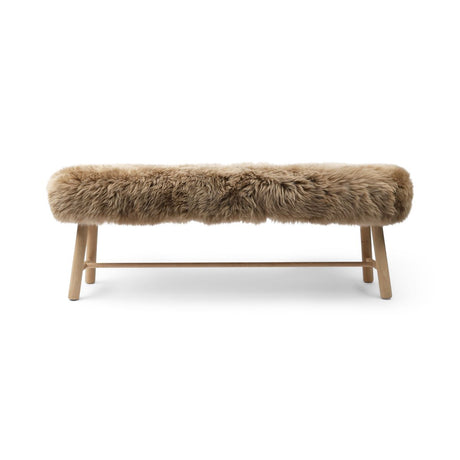 Theodor Bench | New Zealand Long Wool Sheepskin | 140x35x45 cm Taupe