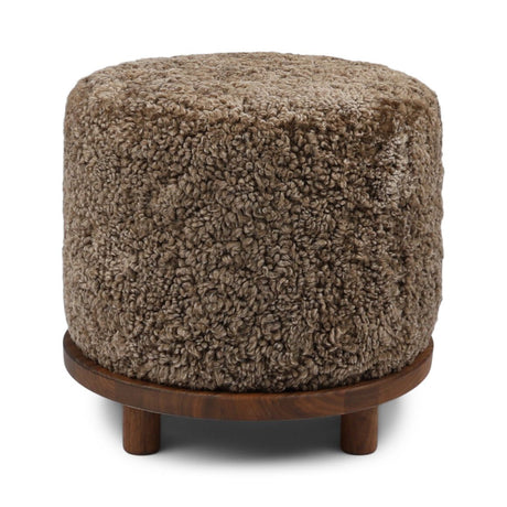 Simon Stool | Short Wool | D46xH42 cm Taupe