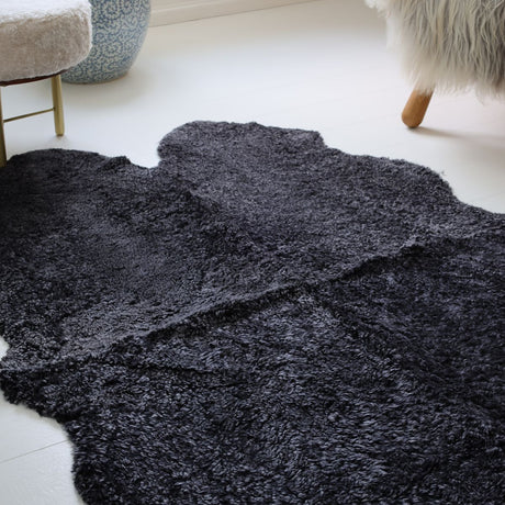 Premium | New Zealand Sheepskin | Short Curly Wool | Rug 180x110 cm Anthracite