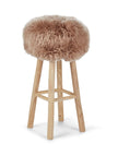 Theo Bar Stool + Cover | Oak Legs | New Zealand Sheepskin Warm Sand