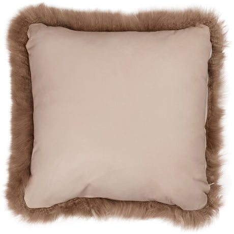 Long-Wool Sheepskin Cushion | LW | Leather backing | 50x50 cm Taupe